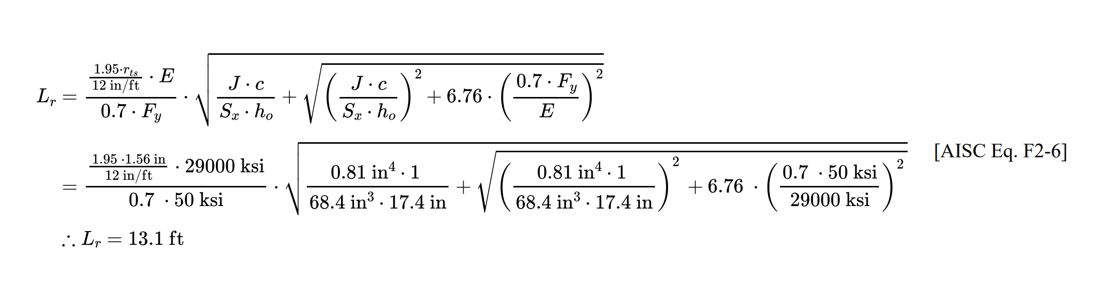 Inelastic LTB limiting factor calculation in efficalc